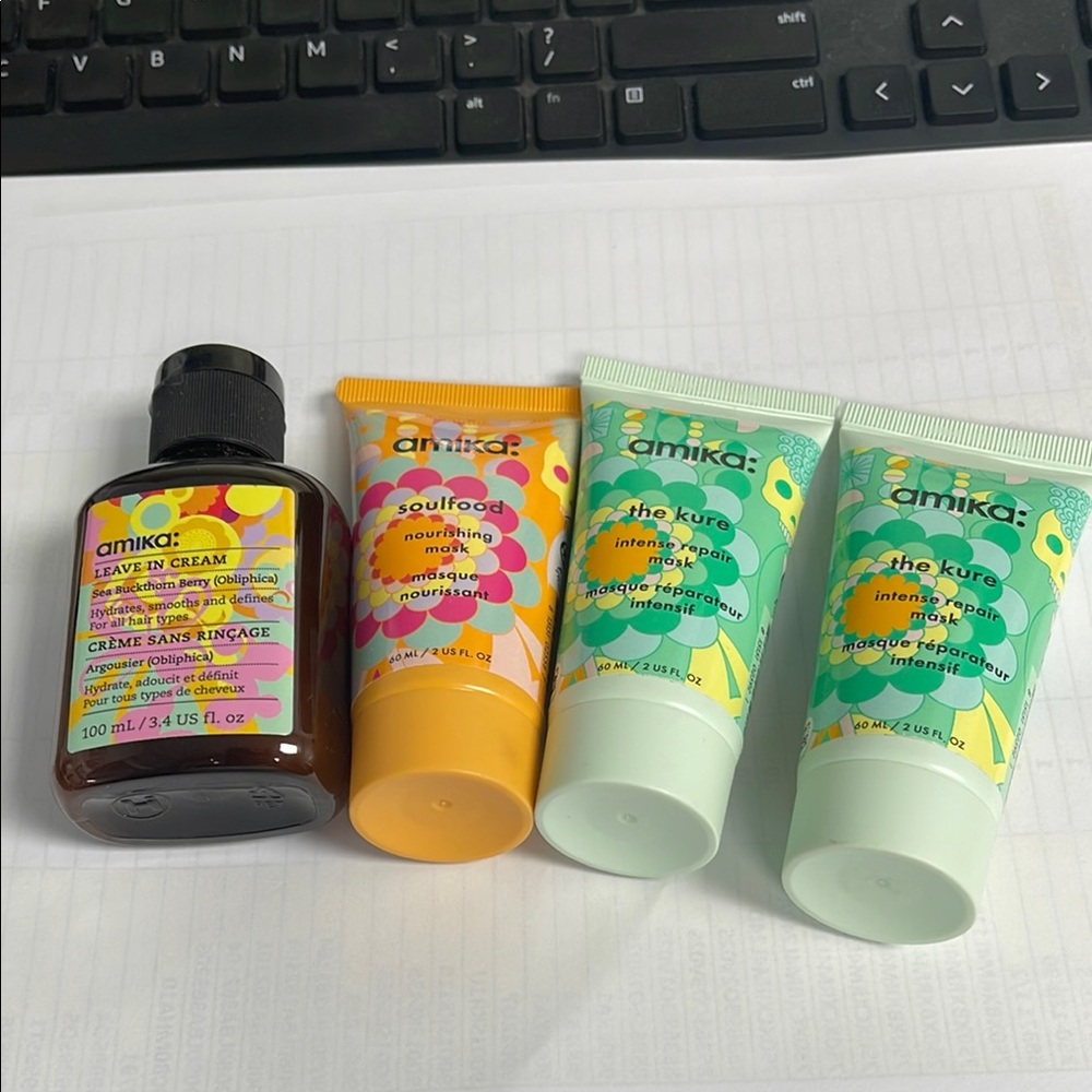 Amika Hair Care Collection in Brown and Yellow